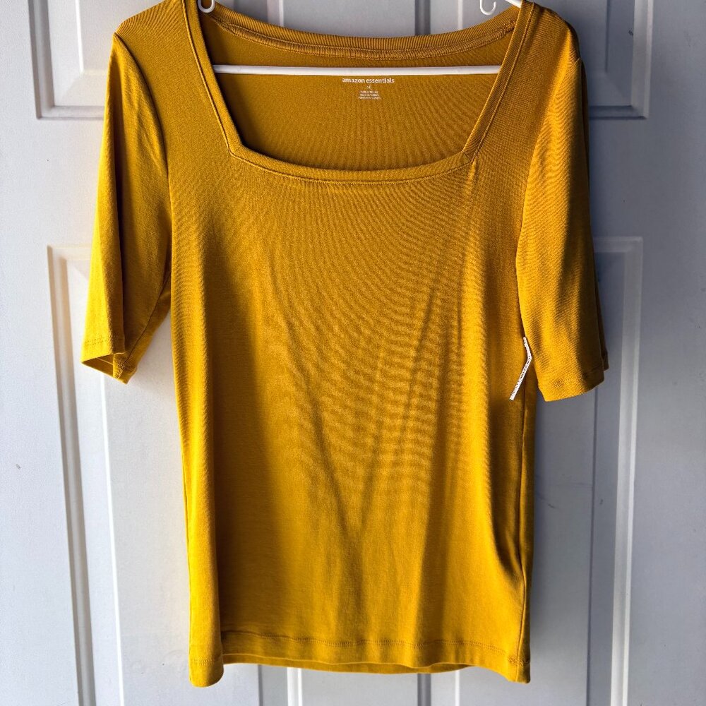 Amazon Essentials Dark Yellow Square-Neck Top